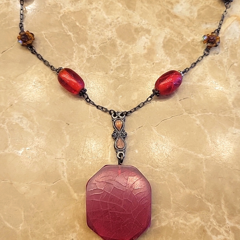 BOHEMIAN Pendant Necklace w/ Whimsical Beads,  9" - Picture 3 of 15
